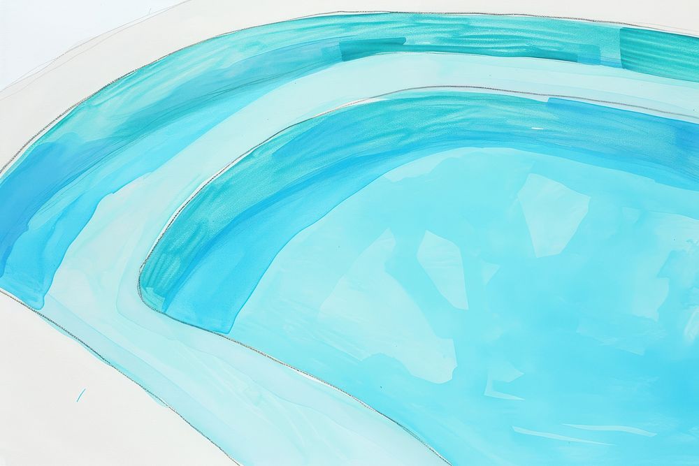 A pool in the style of minimalist illustrator turquoise poolside outdoors.