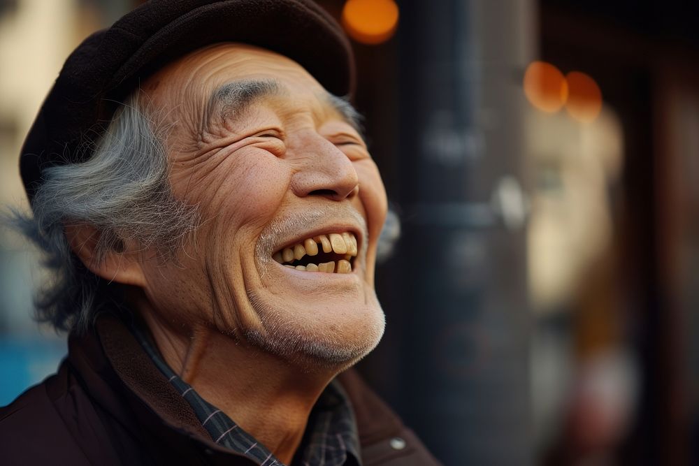 Japanese man laughing adult smile.