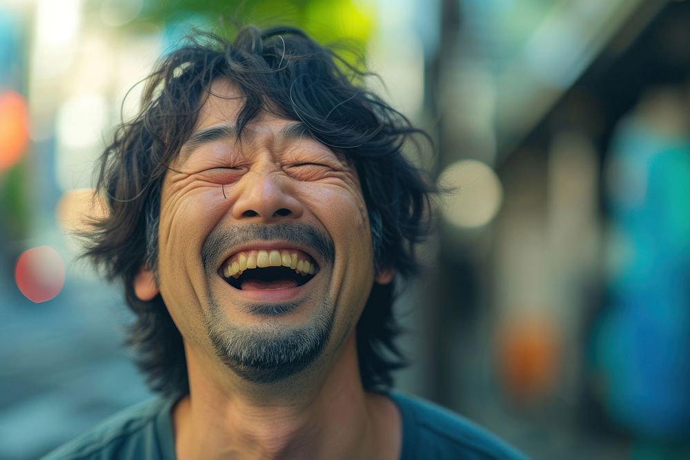 Japanese man laughing adult architecture.