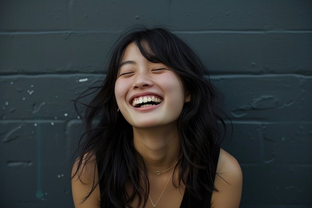 Japanese woman laughing smile individuality.