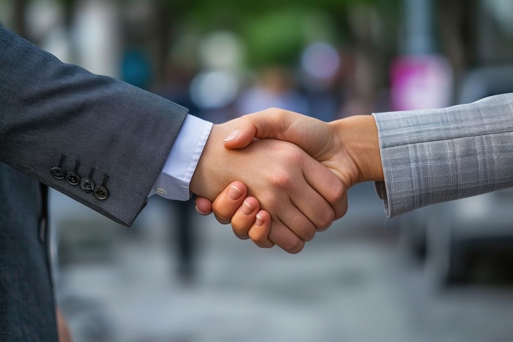 Professional people handshake agreement greeting.