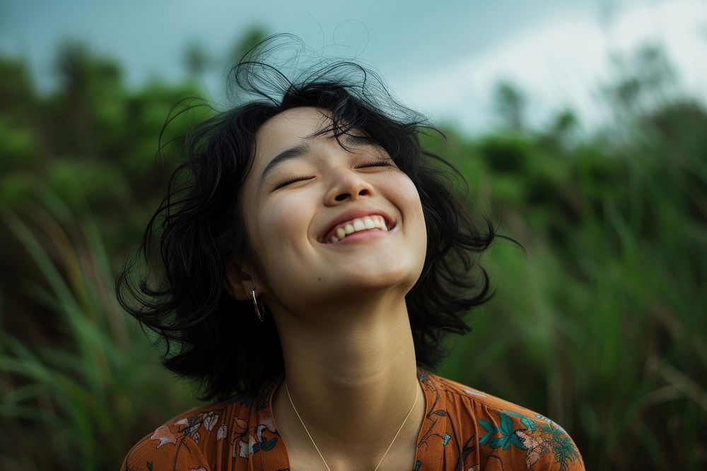 South east asian woman laughing smile adult.