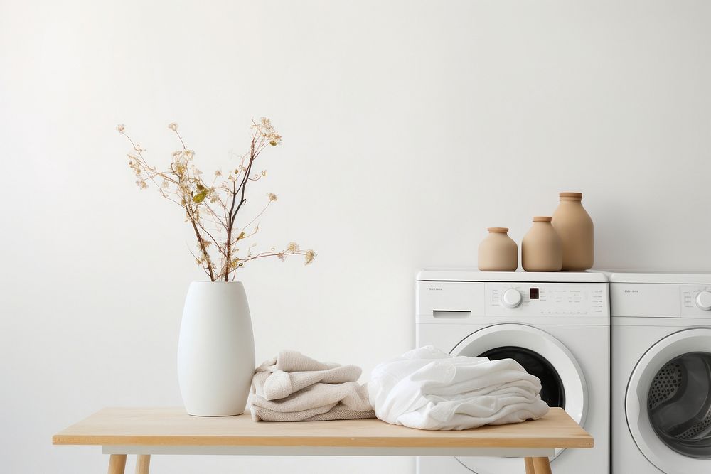 Scandinavian interior design of a Laundry Room laundry appliance flower.