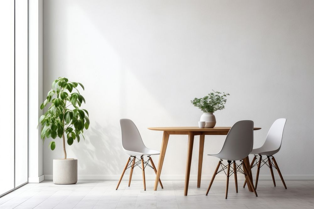 Scandinavian interior design of a dinning room architecture furniture chair.