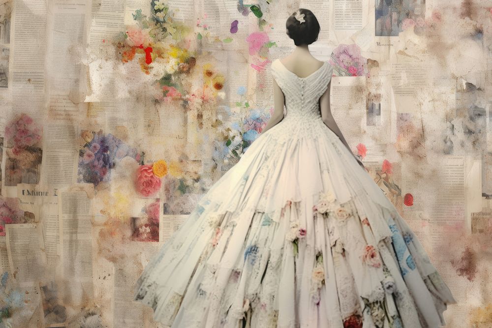 Wedding dress lanscape painting fashion adult.