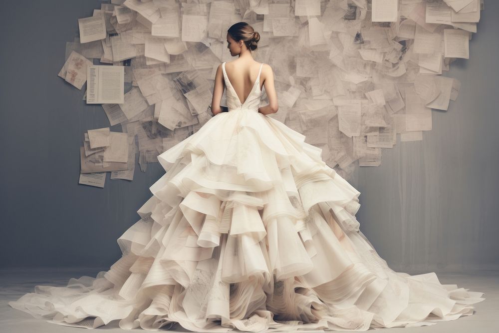 Wedding dress lanscape fashion paper bride.