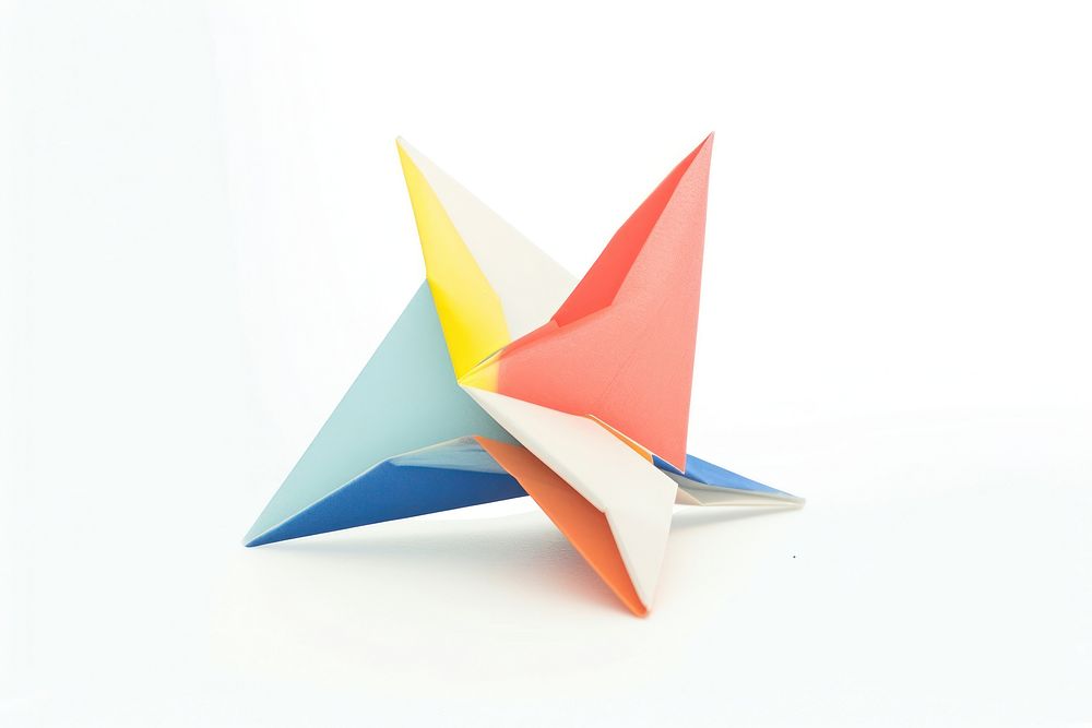 An origami in the style of minimalist illustrator paper art white background.