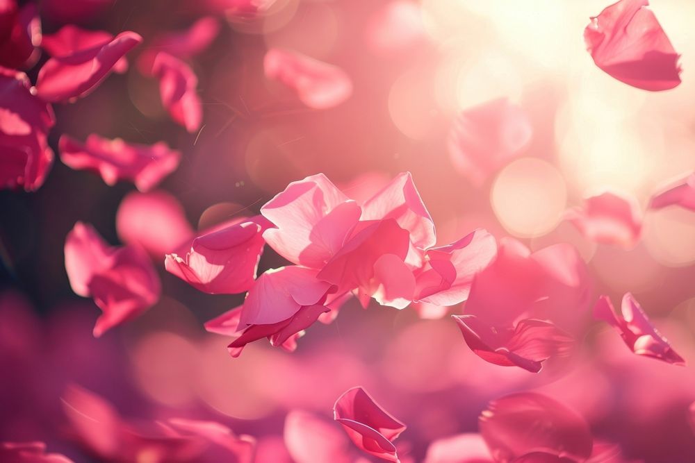 Rose petals falling sunlight outdoors blossom.