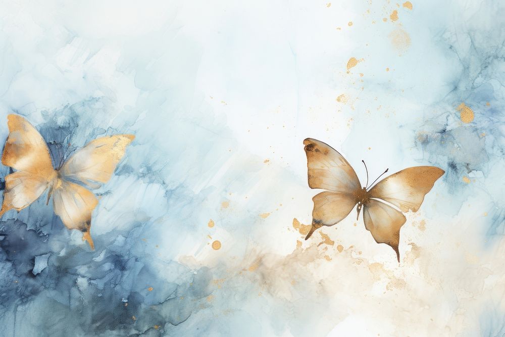 Blue butterfly watercolor background backgrounds painting animal.