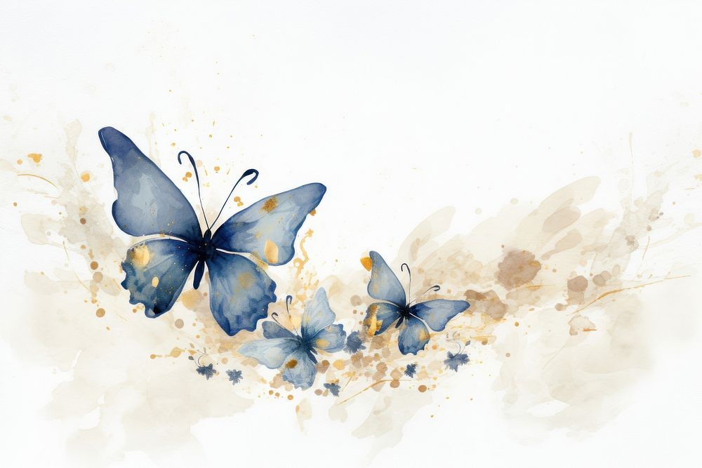Blue butterfly watercolor background painting pattern animal.