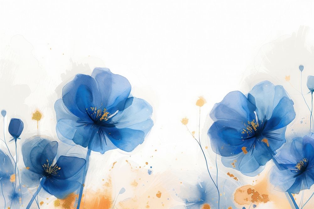 Blue flowers watercolor background backgrounds painting pattern.