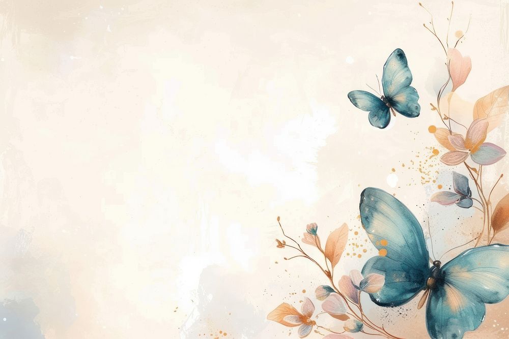 Butterfly and flower watercolor background backgrounds painting pattern.
