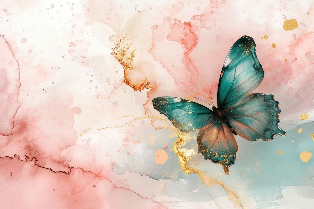 Butterfly watercolor background backgrounds turquoise painting.