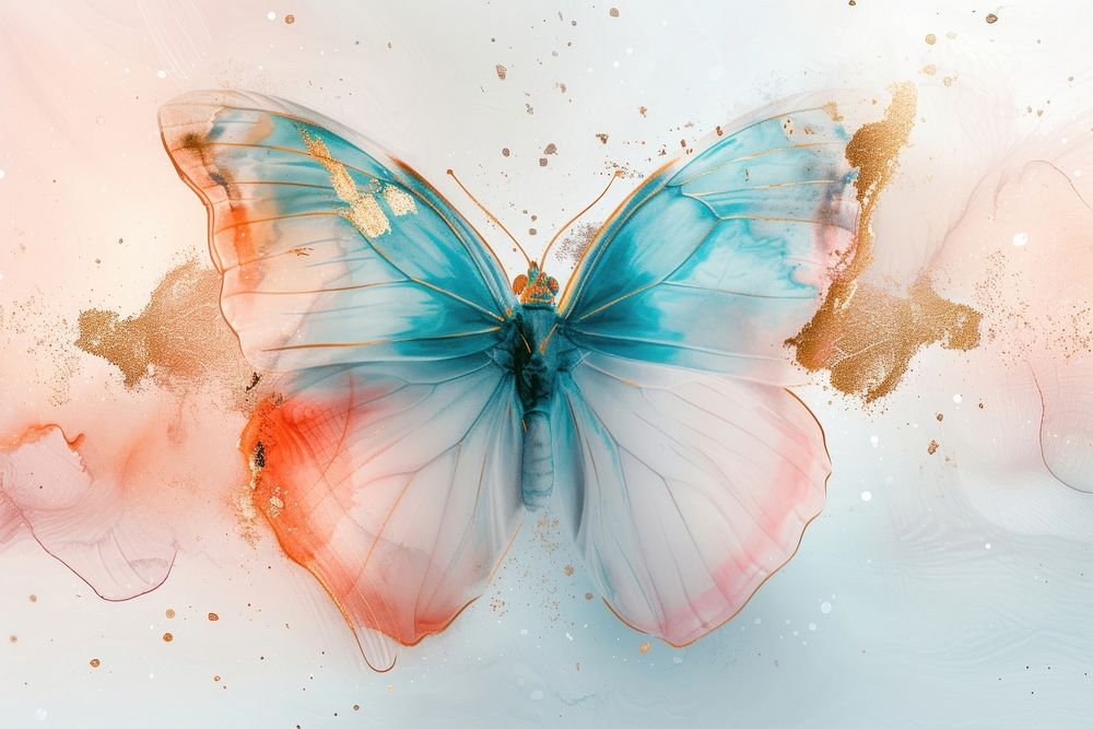 Butterfly watercolor background animal insect pink.
