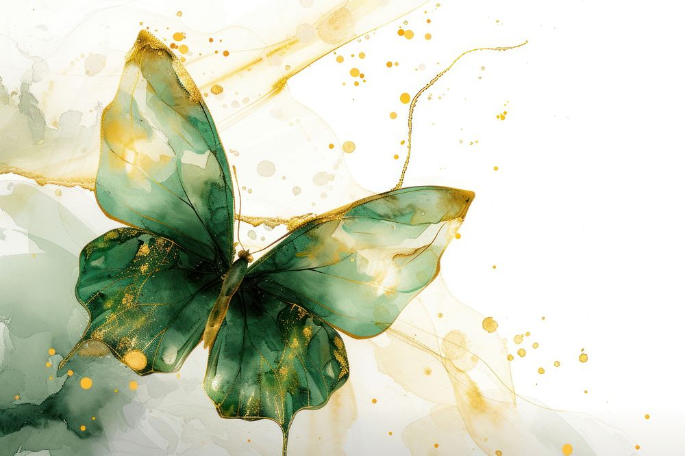 Butterfly watercolor background painting plant green.