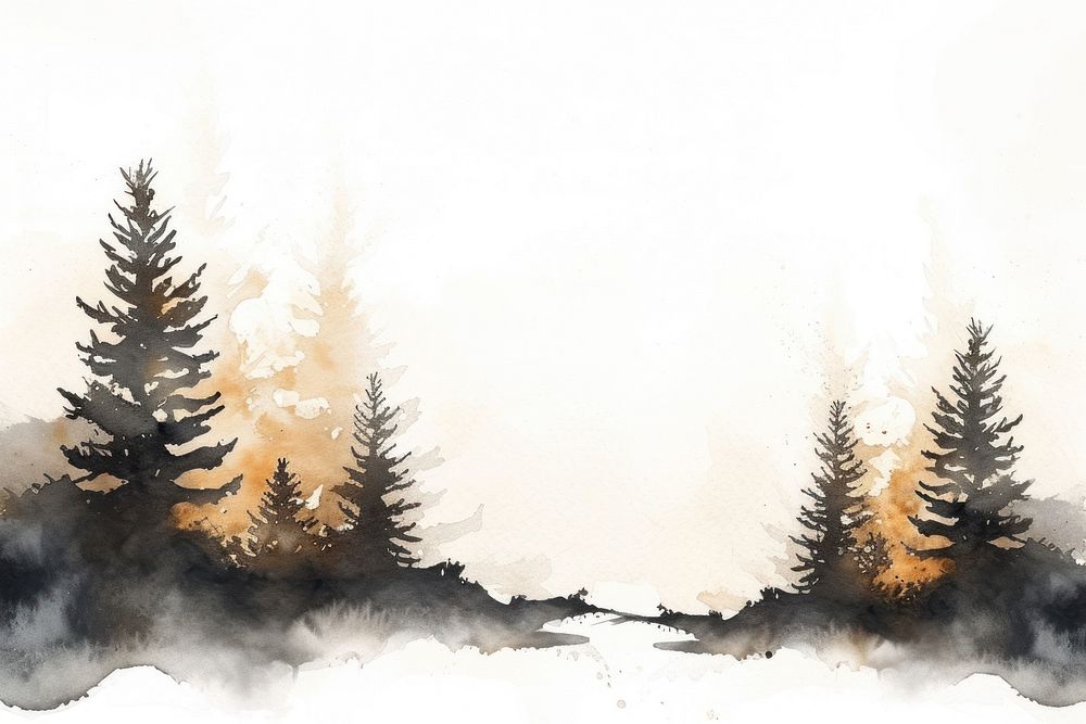 Christmas tree watercolor background outdoors painting nature.