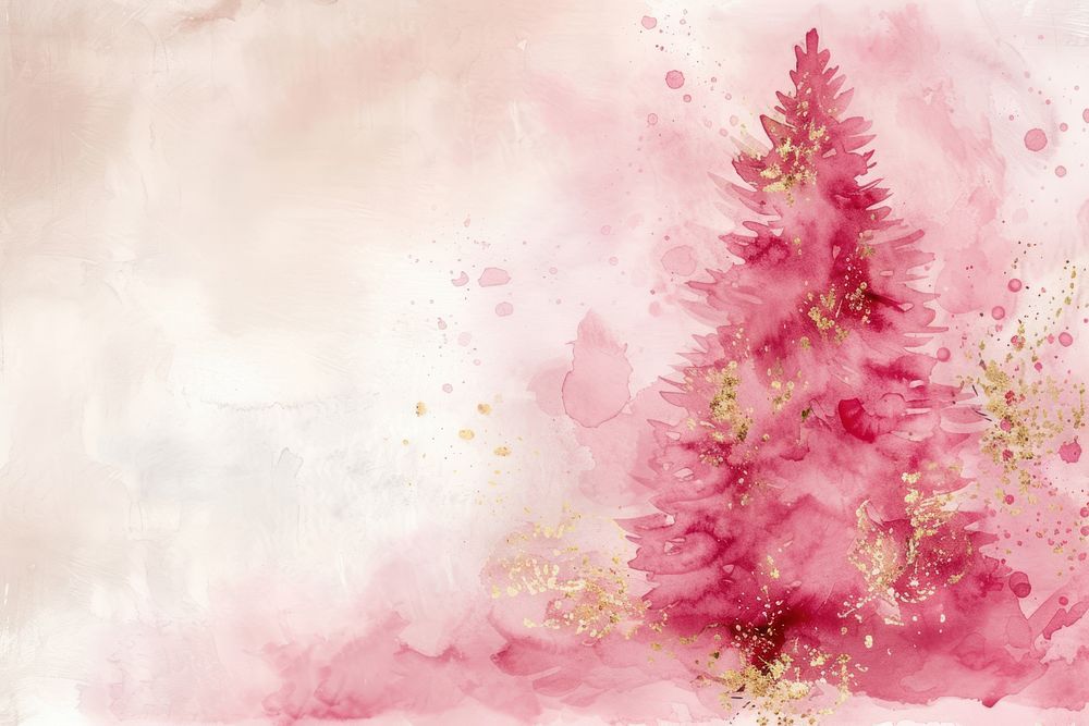 Christmas tree watercolor background backgrounds plant pink.