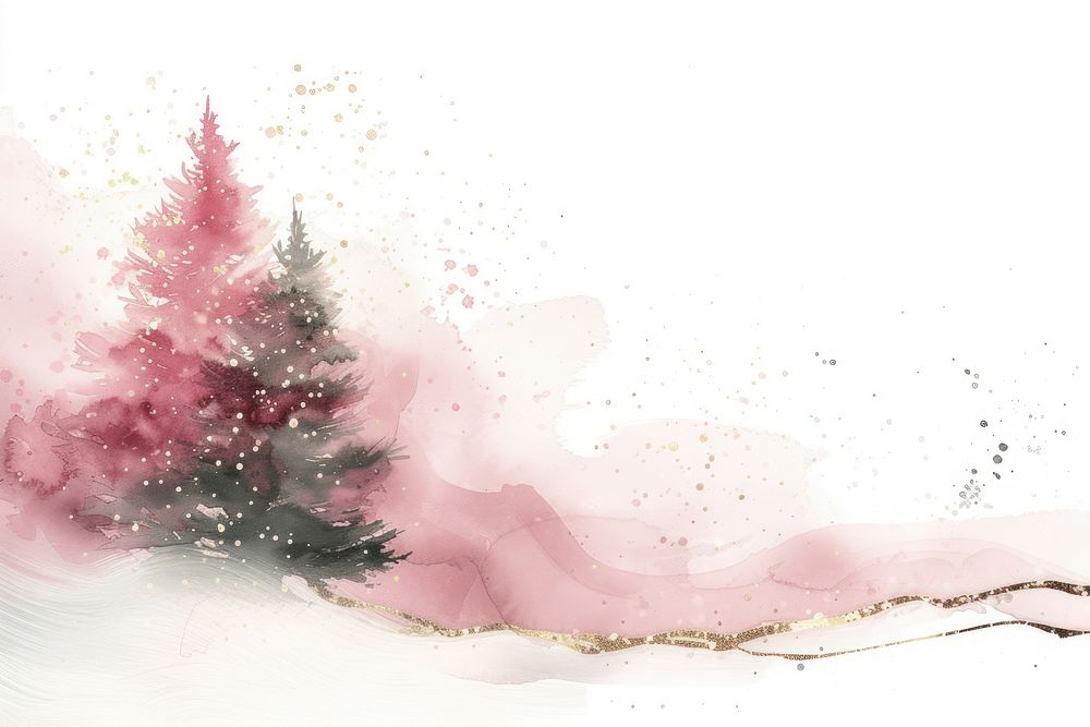 Christmas tree watercolor background backgrounds plant pink.