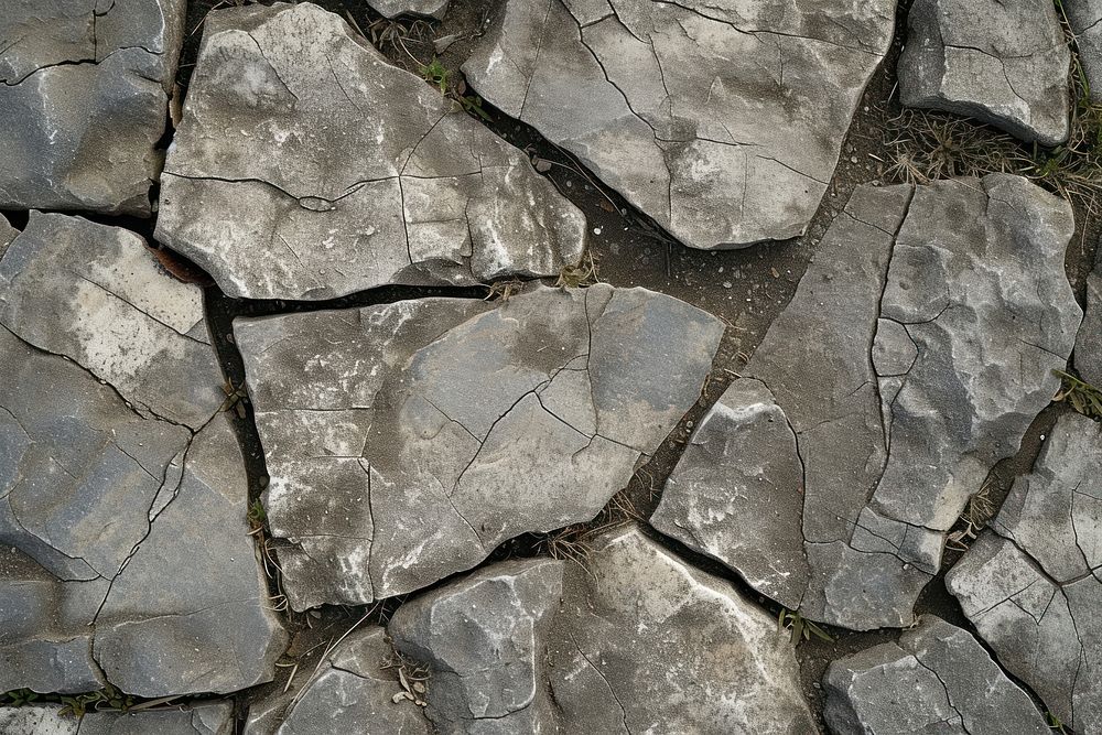 Cracked ground flagstone rock soil.