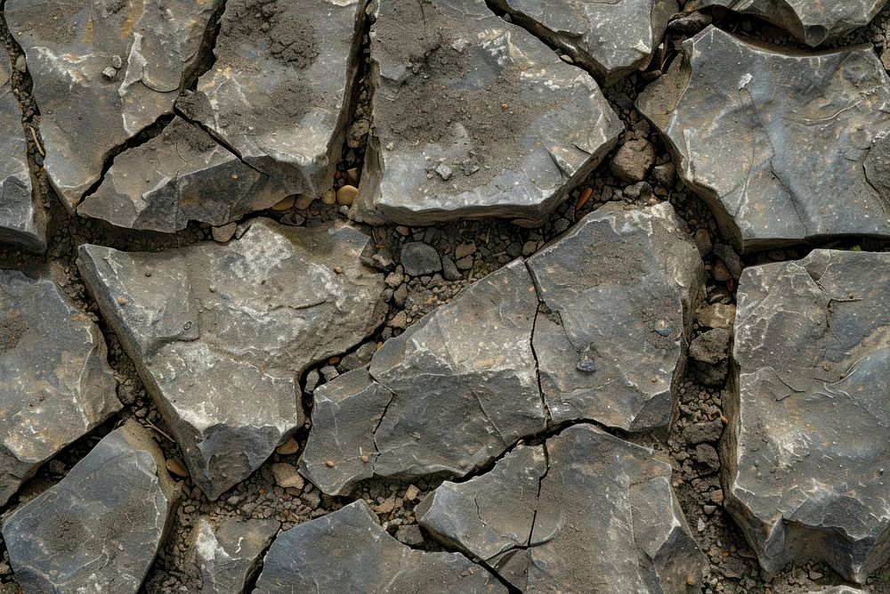 Cracked rock in the ground soil mud backgrounds.