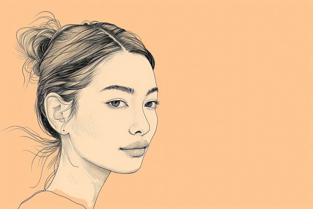 Asian adult drawing portrait sketch.