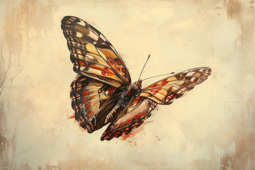 Magnificent butterfly with Mexican-inspired patterns painting animal insect.
