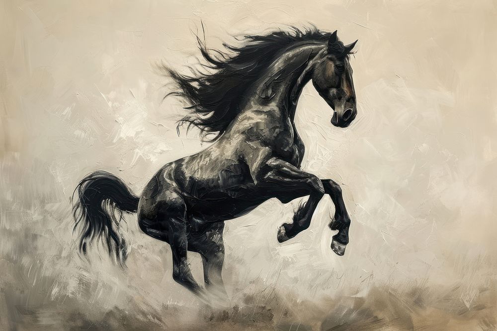 Wild horse stallion painting drawing.