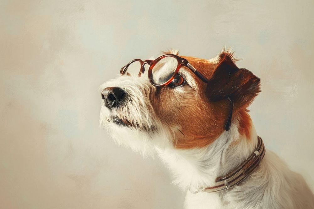 Charming dog with a playful demeanor portrait glasses mammal.