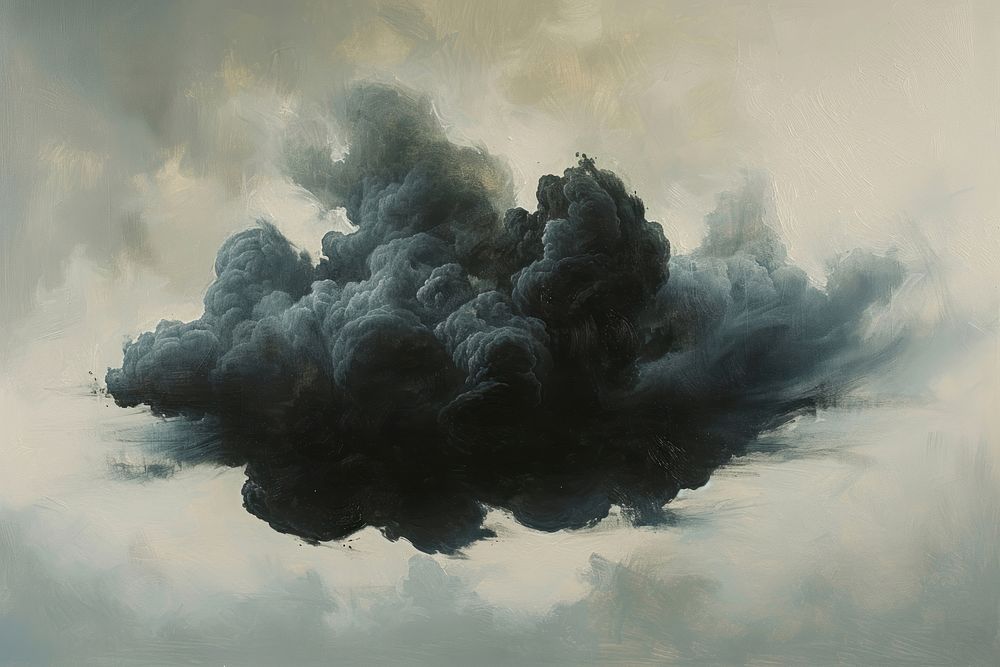 Black cloud mass smoke thunderstorm cloudscape.