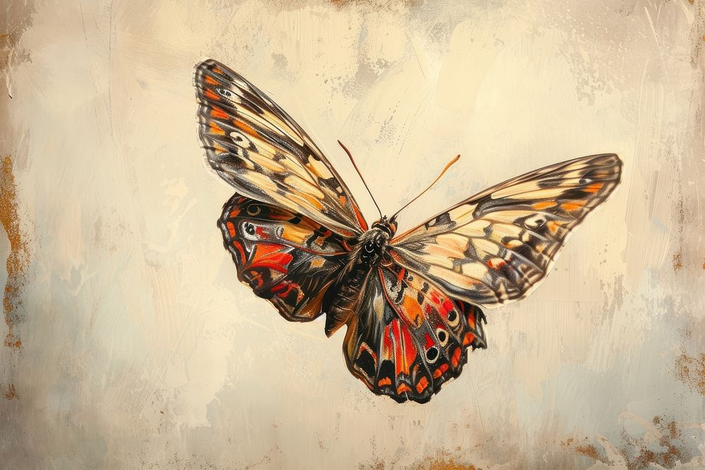 Magnificent butterfly with Mexican-inspired patterns painting animal insect.