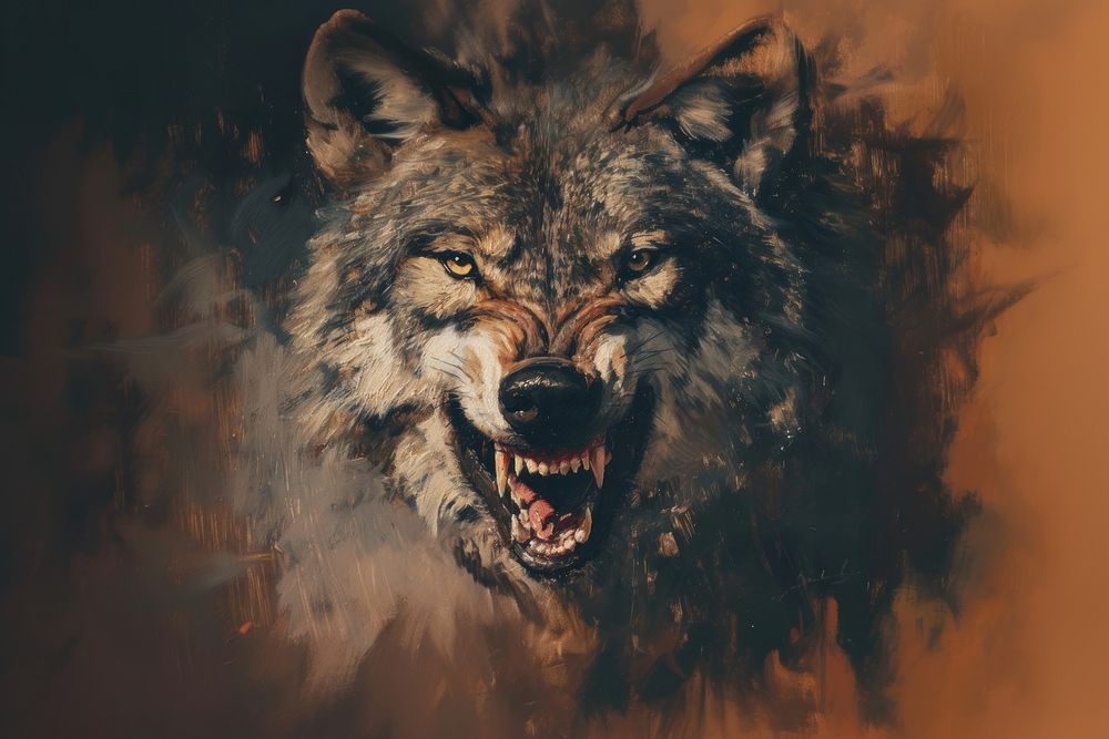 An aggressive wild wolf animal mammal coyote.