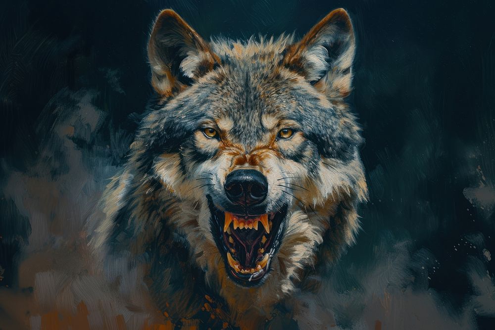 An aggressive wild wolf animal mammal fear.