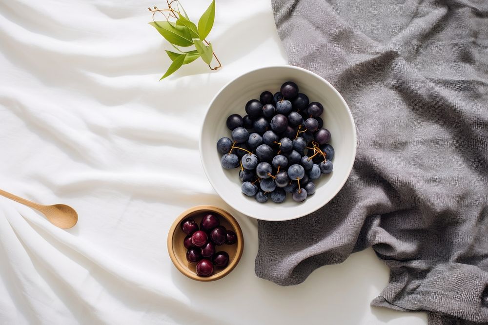 Acai bowl blackberry blueberry fruit.