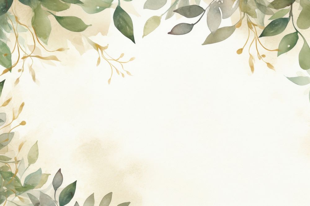 Green leaf border watercolor background | Premium Photo Illustration ...