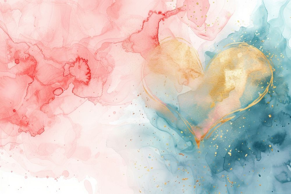 Heart watercolor background painting backgrounds pink.