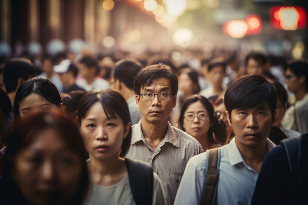 People walking in the street Asian portrait adult.