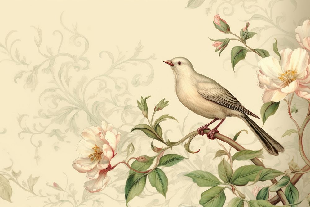 Illustration of bird and flower painting pattern animal.
