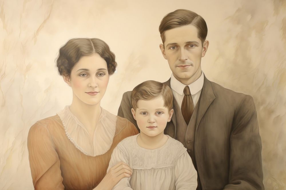 Illustration of family painting portrait adult.