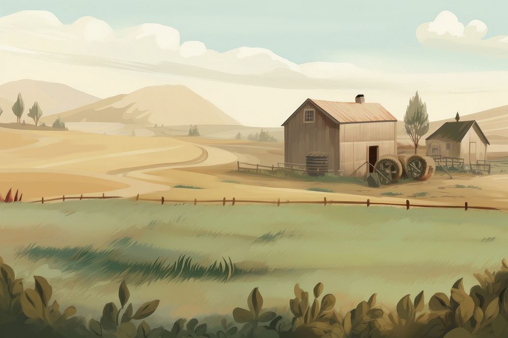 Illustration of farm architecture landscape building.