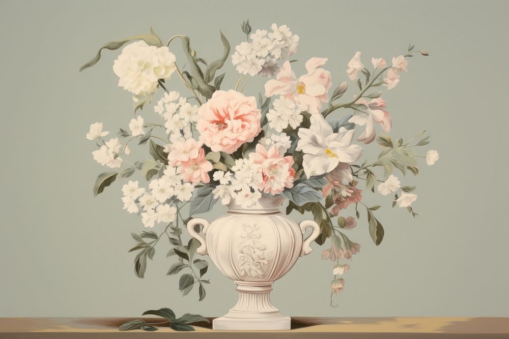 Illustration of flower vase painting art porcelain.