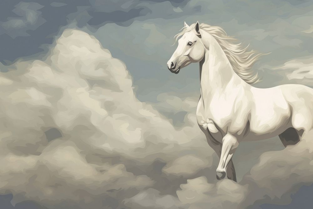 Illustration of horse and cloud stallion animal mammal.