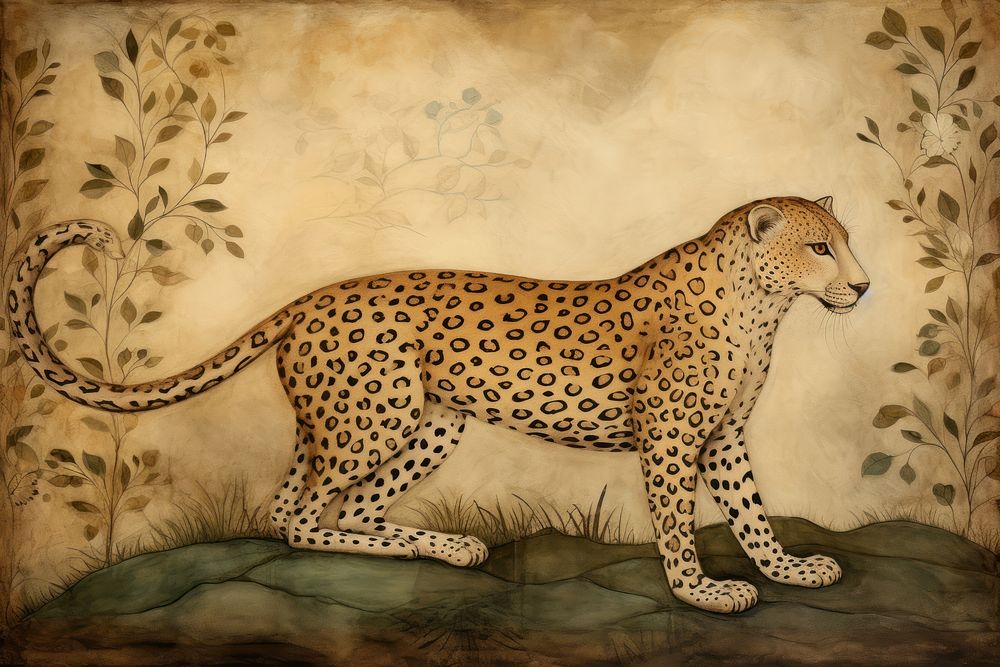 Illustration of leopard wildlife painting cheetah.