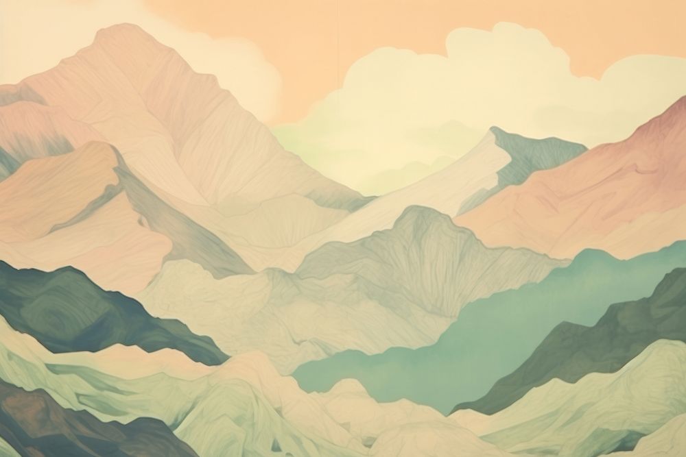 Illustration of mountain painting art backgrounds.