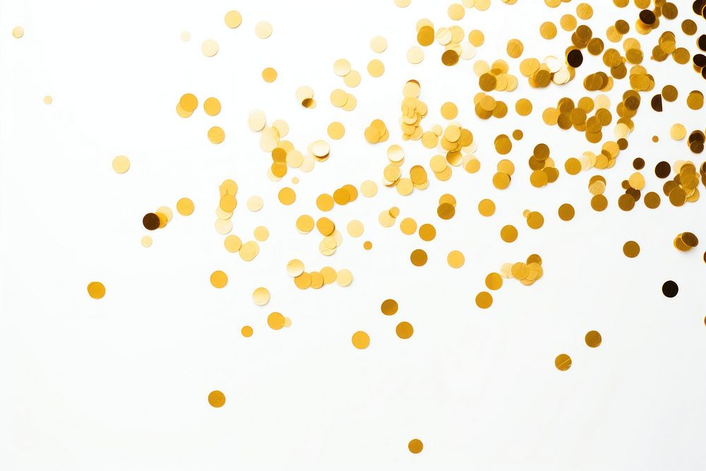 Gold confetti backgrounds white background splattered.