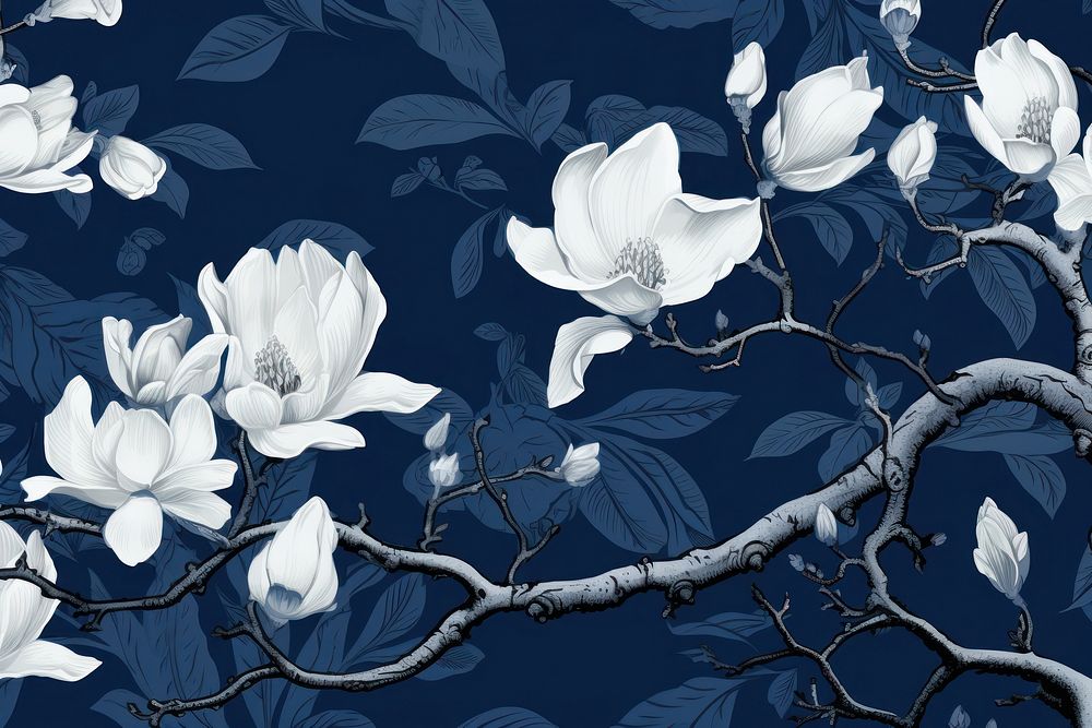 Magnolia blossom wallpaper pattern.