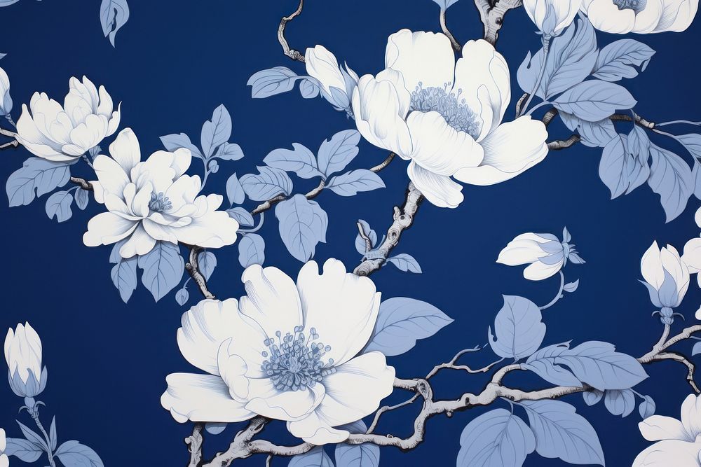 Blossom magnolia wallpaper pattern.