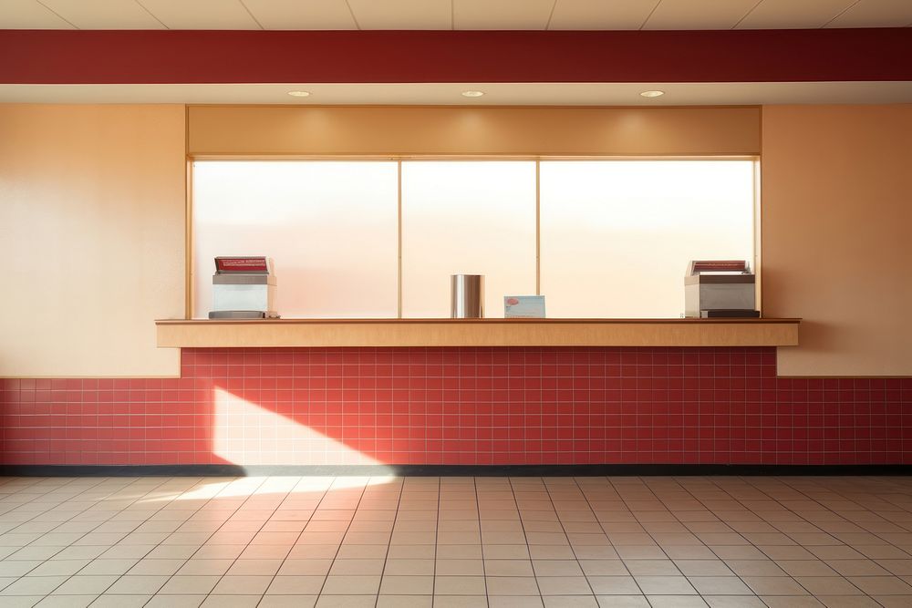 Fast food restaurant counter architecture countertop furniture.