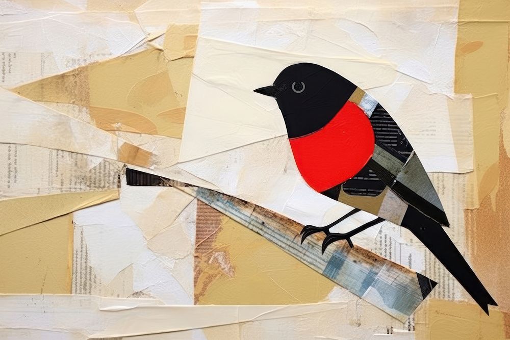 Abstract bird of ripped paper art animal creativity.