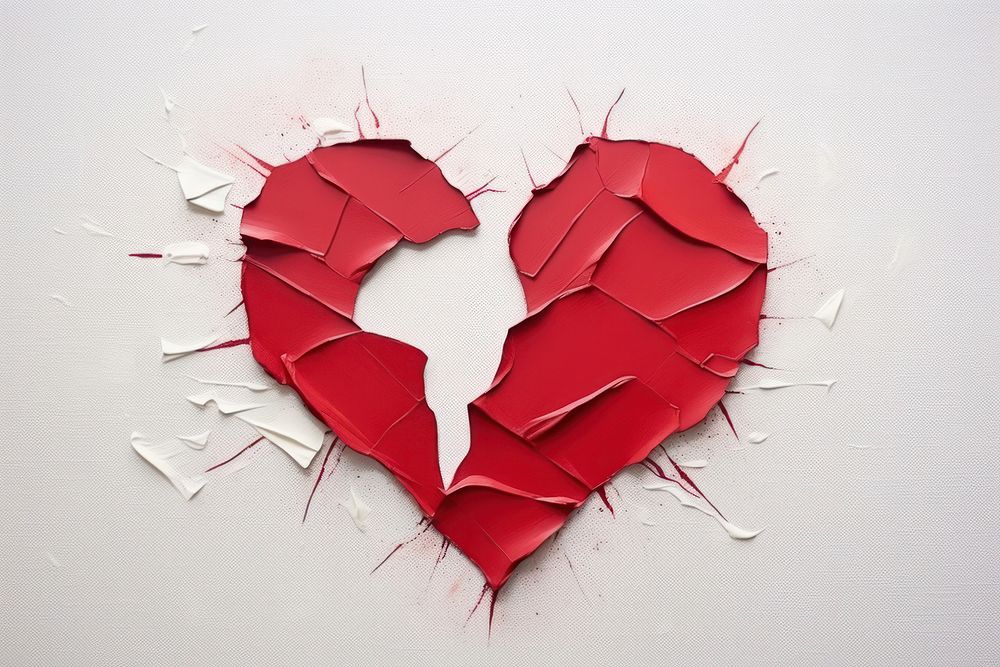 Abstract broken heart ripped paper destruction backgrounds misfortune.