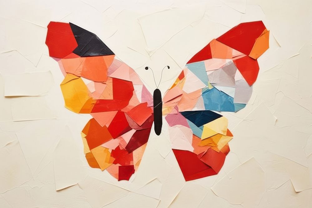 Abstract butterfly ripped paper art creativity pattern.